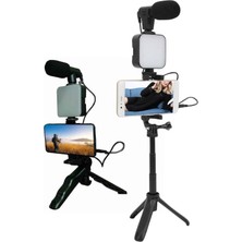 Telefon Tutucu LED Işıklı Kumandalı Mikrofon Telefon Vlog Video Kayıt Yeni Nesil