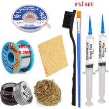MHM Mechanic Lehim Teli 0,3mm 40GR Havya Uc Temizleyici Rslasm Flux ve CP-3015 Lehim Emme Teli Seti2 ST03