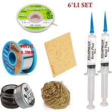 MHM Mechanic Lehim Teli 0,3mm 40GR Havya Uc Temizleyici Rslasm Flux ve CP-1515 Lehim Emme Teli Seti3 ST03