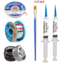 MHM Mechanic Lehim Teli 0,3mm 40GR Havya Uc Temizleyici Rslasm Flux ve CP-3015 Lehim Emme Teli SETI05