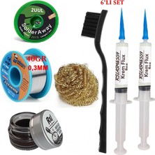 MHM Mechanic Lehim Teli 0,3mm 40GR Havya Uc Temizleyici Rslasm Flux ve 2UUL-2015 Lehim Emme Teli Seti1 ST18
