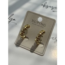 Xuping Jewelry Xupıng Gold Taş Detaylı Çoklu Halka Küpe