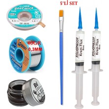 MHM Mechanic Lehim Teli 0,3mm 40GR Havya Uc Temizleyici Rslasm Flux ve CP-3515 Lehim Emme Teli SETI02