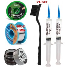 MHM Mechanic Lehim Teli 0,3mm 40GR Havya Uc Temizleyici Rslasm Flux ve 2UUL-2015 Lehim Emme Teli SETI19