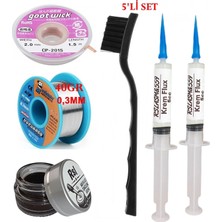 MHM Mechanic Lehim Teli 0,3mm 40GR Havya Uc Temizleyici Rslasm Flux ve CP-2015 Lehim Emme Teli SETI10