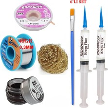 MHM Mechanic Lehim Teli 0,3mm 40GR Havya Uc Temizleyici Rslasm Flux ve CP-2015 Lehim Emme Teli Seti1 ST04