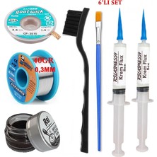MHM Mechanic Lehim Teli 0,3mm 40GR Havya Uc Temizleyici Rslasm Flux ve CP-3515 Lehim Emme Teli Seti ST01