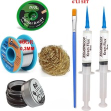 MHM Mechanic Lehim Teli 0,3mm 40GR Havya Uc Temizleyici Rslasm Flux ve 2UUL-2015 Lehim Emme Teli Seti1 ST06