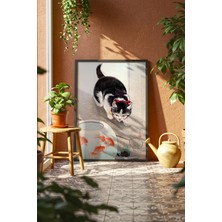 Lia Gallery Cat And Bowl Of Goldfish - Ohara Koson - Çerçeveli Poster
