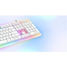 Vintessy Havit Gamenote KB876L Beyaz Oyuncu Klavyesi Kablolu Standart Tuş Formu Oyun Için Rgb
