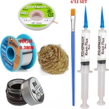 MHM Mechanic Lehim Teli 0,3mm 40GR Havya Uc Temizleyici Rslasm Flux ve CP-1515 Lehim Emme Teli Seti1 ST05