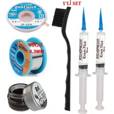 MHM Mechanic Lehim Teli 0,3mm 40GR Havya Uc Temizleyici Rslasm Flux ve CP-2515 Lehim Emme Teli SETI09