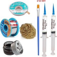 MHM Mechanic Lehim Teli 0,3mm 40GR Havya Uc Temizleyici Rslasm Flux ve CP-3515 Lehim Emme Teli Seti1 ST03