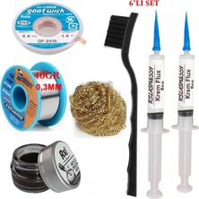 MHM Mechanic Lehim Teli 0,3mm 40GR Havya Uc Temizleyici Rslasm Flux ve CP-2515 Lehim Emme Teli Seti1 ST09