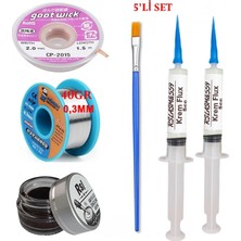 MHM Mechanic Lehim Teli 0,3mm 40GR Havya Uc Temizleyici Rslasm Flux ve CP-2015 Lehim Emme Teli SETI01