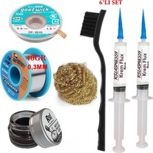 MHM Mechanic Lehim Teli 0,3mm 40GR Havya Uc Temizleyici Rslasm Flux ve CP-3515 Lehim Emme Teli Seti1 ST07