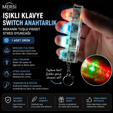 Mersi Shop Işıklı Klavye Switch Anahtarlık Mekanik Tuşlu Fidget Stres Oyuncağı Şeffaf Tasarım