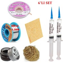 MHM Mechanic Lehim Teli 0,3mm 40GR Havya Uc Temizleyici Rslasm Flux ve CP-2015 Lehim Emme Teli Seti3 ST02