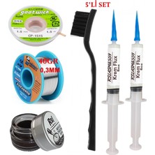 MHM Mechanic Lehim Teli 0,3mm 40GR Havya Uc Temizleyici Rslasm Flux ve CP-1515 Lehim Emme Teli SETI07