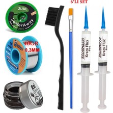 MHM Mechanic Lehim Teli 0,3mm 40GR Havya Uc Temizleyici Rslasm Flux ve 2UUL-2015 Lehim Emme Teli Seti ST07