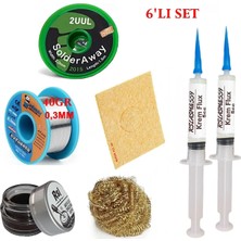 MHM Mechanic Lehim Teli 0,3mm 40GR Havya Uc Temizleyici Rslasm Flux ve 2UUL-2015 Lehim Emme Teli Seti3 ST06