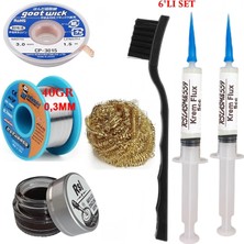 MHM Mechanic Lehim Teli 0,3mm 40GR Havya Uc Temizleyici Rslasm Flux ve CP-3015 Lehim Emme Teli Seti1 ST06