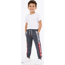 Maccaboy Erkek Çocuk / Kız Çocuk Yazı Desenli Cepli Yanı Şeritli Gri Renk Eşofman Altı