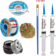 MHM Mechanic Lehim Teli 0,3mm 40GR Havya Uc Temizleyici Rslasm Flux ve CP-2515 Lehim Emme Teli Seti1 ST05