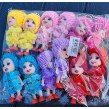 Modellino 12'li Paket 6 Renk Giysili Bebek Anahtarlık Çanta Süsü Maskot 8+4/12CM