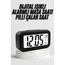 Dijital Masa Saati Termometre Takvim LED Ekran Pilli Ev Ofis Masası