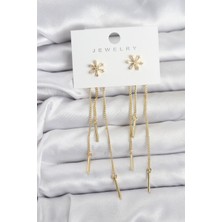 Çiçek Model Gold Pirinç Sallantılı Kadın Küpe 5886 - MOVERA2229-5291