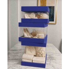 Rass Asetat Gelin&damat Çeyiz Bohça Kutusu Parlament Mavisi 3'lü Set 1 Takım Şeffaf Katlanabilir Demonte Söz Nişan Hediyelik Büyük 33*33*40CM Orta 33*33* 25CM Küçük 33*33*15CM