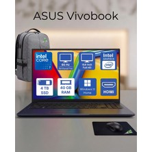 Asus Vivobook 15, Intel Core 7 (150U), 40GB Ddr5, 4tb SSD Windows 11 Home + Office 2026 + Canta ve Mouse Hediye