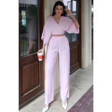 Kechi Woman Tensel Kumaş Bağlamalı Takım — Pembe