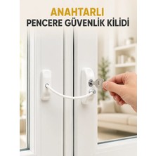 Pencere Güvenlik Kilidi Kablolu Çocuk Emniyet Kilidi Anahtarlı Beyaz Pencere Kilidi