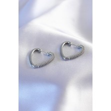 Gümüş Renk Zirkon Taşlı Kalp Model Kadın Küpe 5886 - MOVERA2144-9140