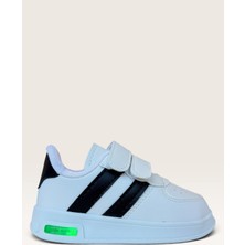 Liger Işıklı Unisex Rahat Hafif Çocuk Spor Ayakkabı Beyaz - Siyah