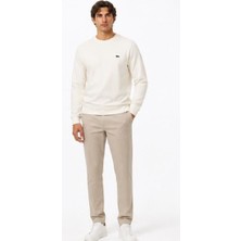 Lacoste Bisiklet Yaka Ekru Regular Fit Sweatshırt