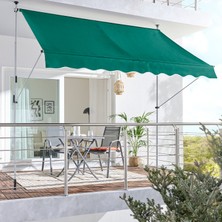 Stratecht Teleskopik Balkon Tentesi 250 X 130 cm Ayarlanabilir Yeşil Güneşlik Gölgelik