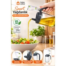 Tidy Home Smart 660 ml Cam Yağdanlık – Damlatmaz Akıllı Kapaklı, Kulplu Kontrollü Döküş Cam Yağlık