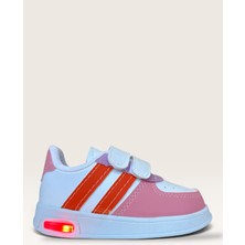 Liger Işıklı Unisex Rahat Hafif Çocuk Spor Ayakkabı Pudra - Turuncu