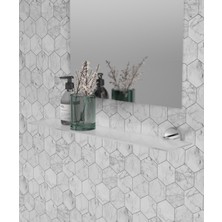 Vivus Cam Etajer Rafı - Cam Raf - Banyo Rafı - Duvar Rafı - Mutfak Rafı 10X40CM Şeffaf Cam Yapışkan İle Duvara Monte