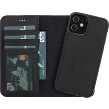 iPhone 12 Mini Uyumlu Manyetik Hakiki Deri Cüzdan Kılıf ,cüzdan Taşımaya Son, Kredi Kart Yuvalı