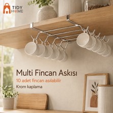 Tidy Home 10 Kancalı Krom Fincan Kupa Askısı – Vidasız Raf Altı Dolap Içi Bardak Düzenleyici