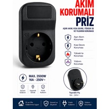 Fırsat Yolu Siyah Akım Korumalı Tekli Priz