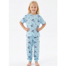 Dereff Stitch Desen Pijama Takımı (Mavi) 4-5 Yaş