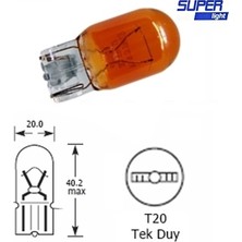 Bezos Super Light T20 Dipsiz Turuncu Park Ampulü Tek Duy 2'LI