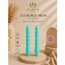 Harem Mum 2’li Su Yeşili Burgu Şamdan Mum Seti – Dekoratif El Yapımı Spiral Mum