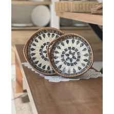 Marys Concept Rattan Yuvarlak Sedefli Tepsi - 2'li Set 23 cm ve 20 cm
