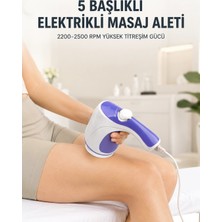 Uravas Store 5 Başlıklı Elektrikli Masaj Aleti 2200-2500 Rpm Yüksek Titreşimli Vücut Bakım ve Rahatlama Cihazı